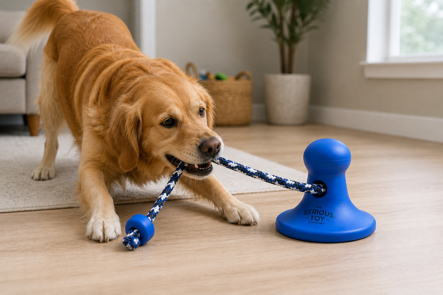 Suction Cup Dog Tug Toy with Rope – Interactive Pull & Chew Toy for Indoor Play | The Serious Toy Company - Image 2