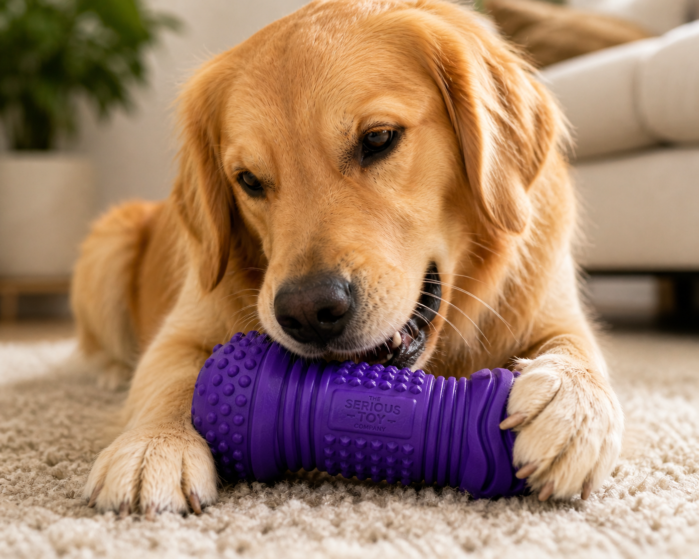 Durable Rubber Dog Chew Toy Dumbbell – Textured Interactive Teething & Dental Toy | The Serious Toy Company - Image 5